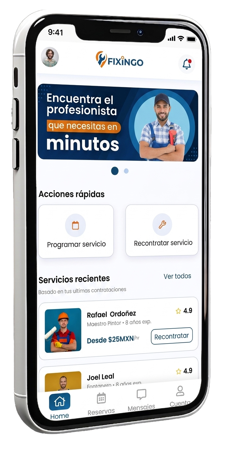 Aplicación Fixingo en smartphone