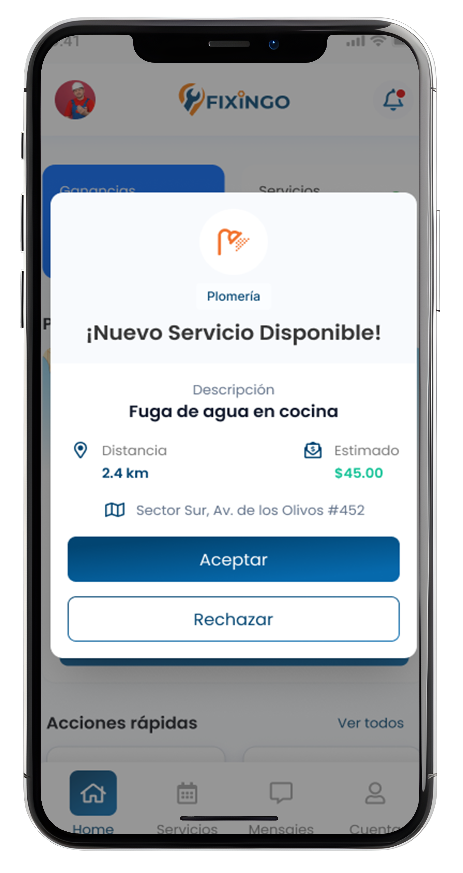 Aplicación Fixingo para profesionistas
